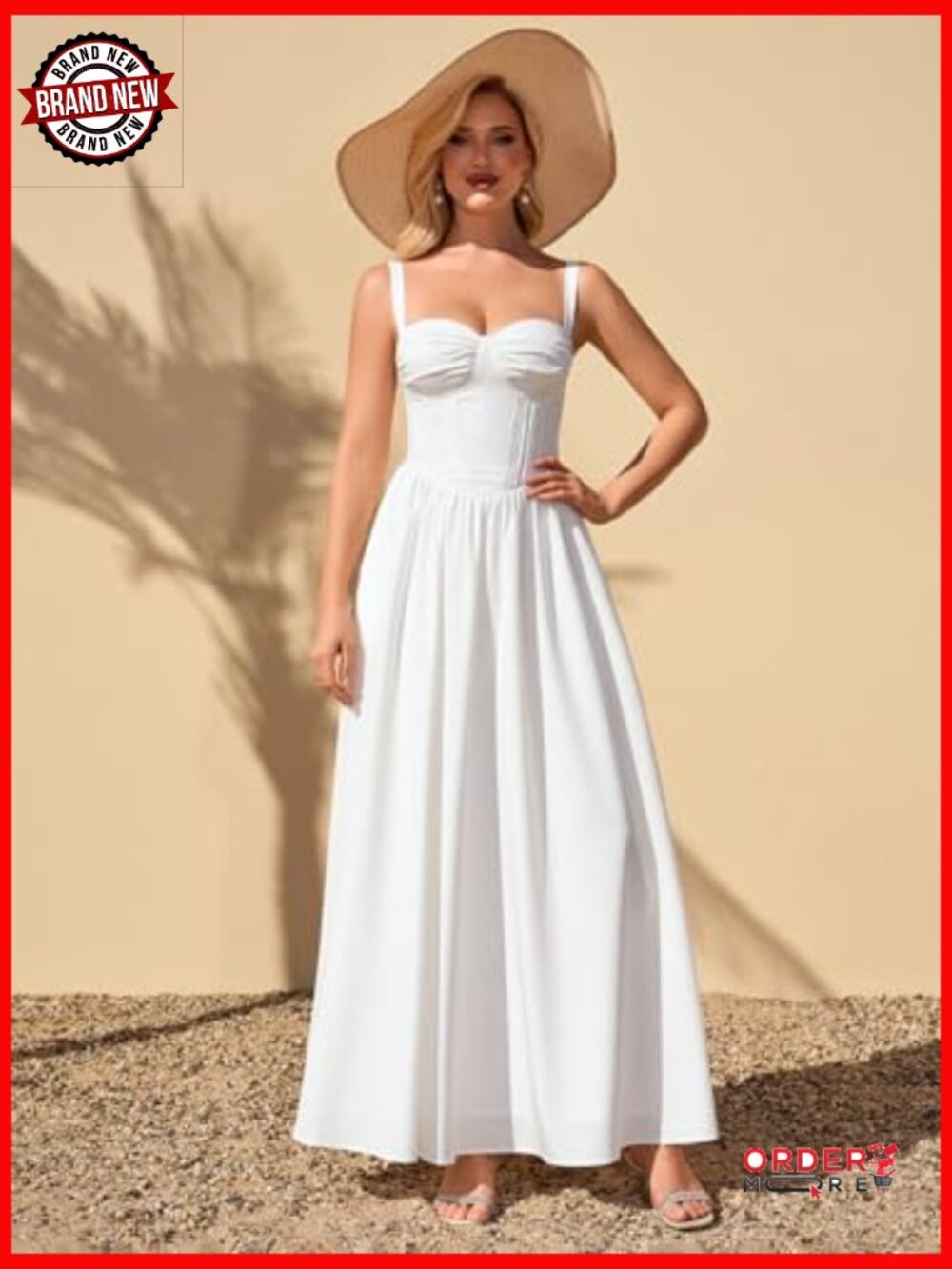 Floral Lace Corset Maxi Dress Smocked Ruched Wedding Guest Dress with Pockets - Picture 4 of 7
